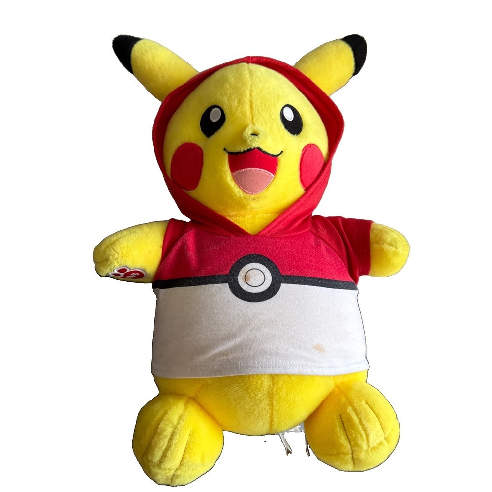 Build A Bear Pikachu Pokemon Pokeball Hoodie Plush Stuffed Animal 2016 Yellow